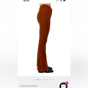 Porter Blue The Wanderer Corduroy Rust Flare-Whiskey Wide-Leg Pants Sz 24